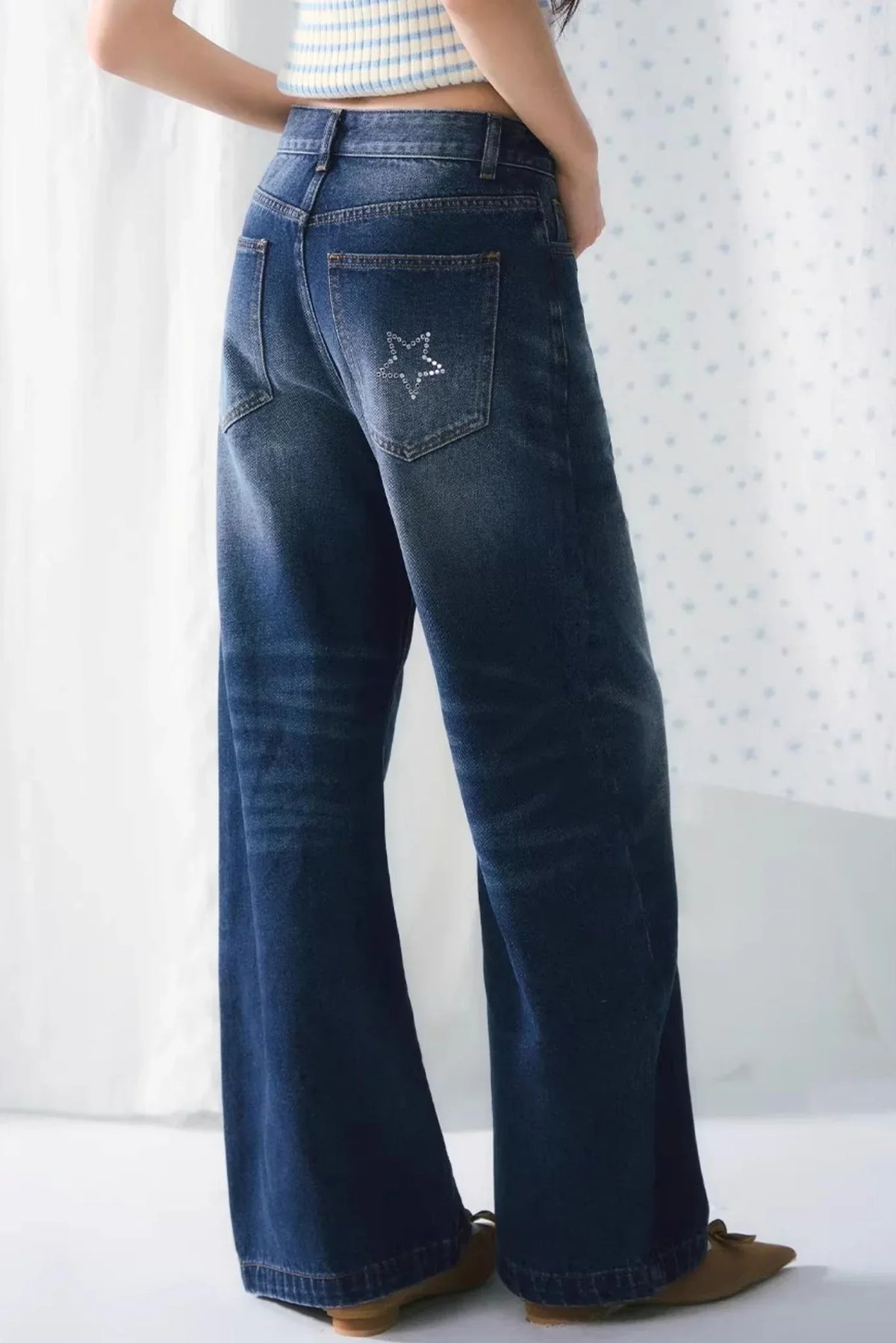 Retro Whiskered Denim Pants