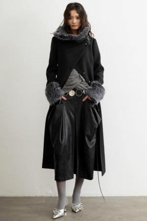 Retro Wool Fur-Collar Coat