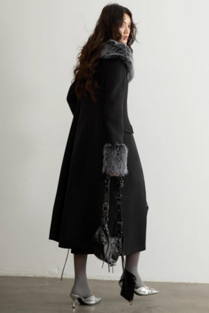 Retro Wool Fur-Collar Coat