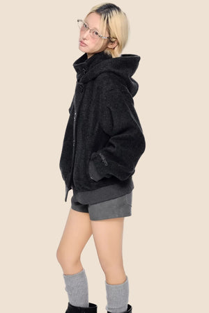 Retro Woolen Hooded Jacket