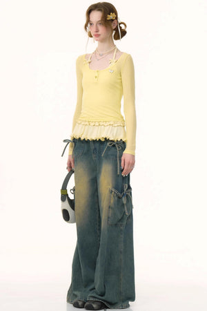 Retro Yellow Knit Top