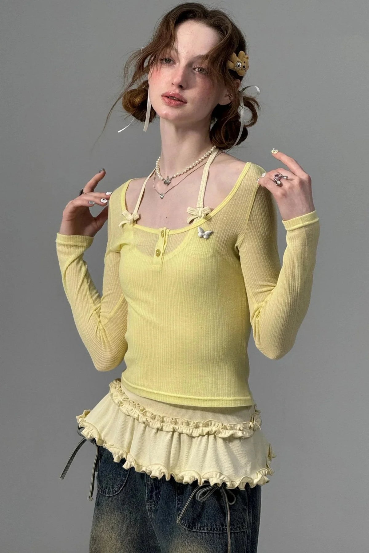Retro Yellow Knit Top