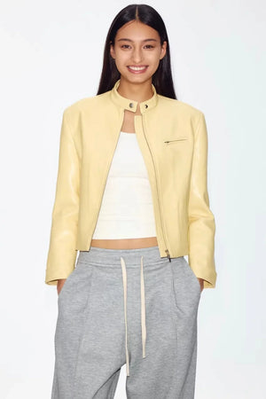 Retro Yellow Leather Jacket