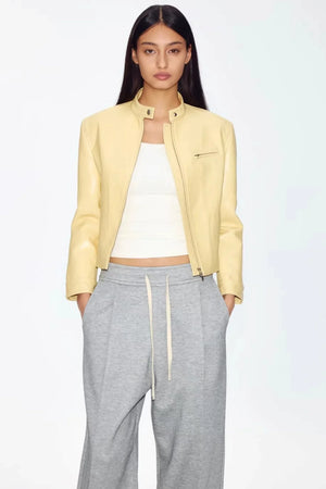 Retro Yellow Leather Jacket
