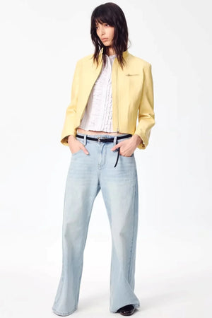 Retro Yellow Leather Jacket