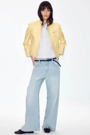 Retro Yellow Leather Jacket