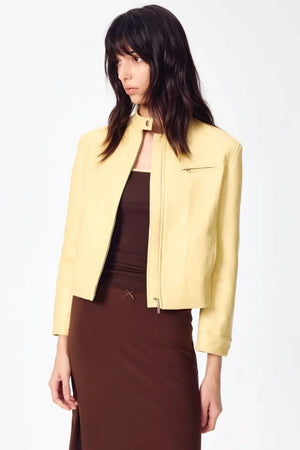 Retro Yellow Leather Jacket