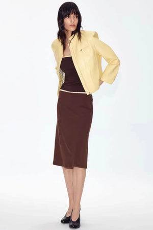 Retro Yellow Leather Jacket