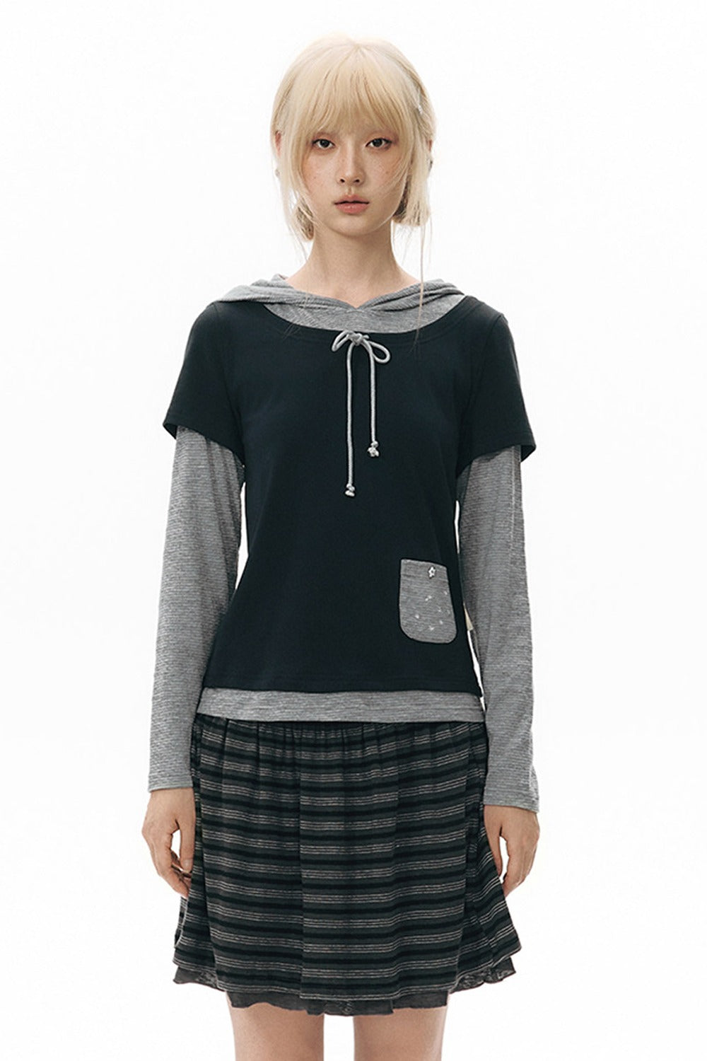 Reversible A-Line Cuffed Waistband Knit Skirt