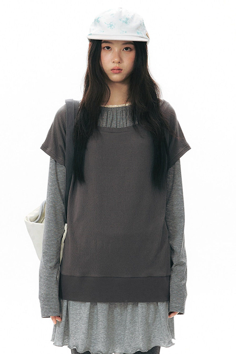 Reversible A-Line Cuffed Waistband Knit Skirt