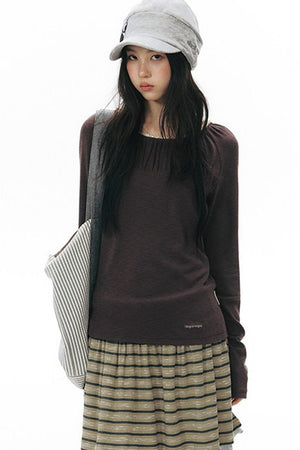 Reversible A-Line Cuffed Waistband Knit Skirt