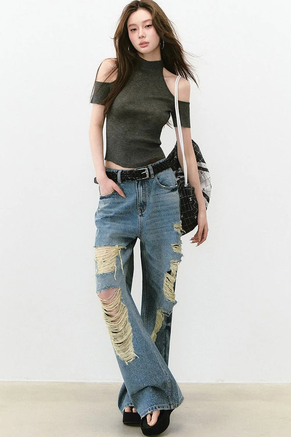 Reversible Lace-Up Knit Vest