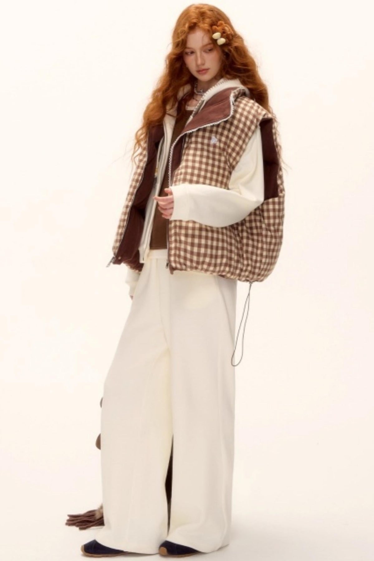 Reversible Plaid Lace Vest