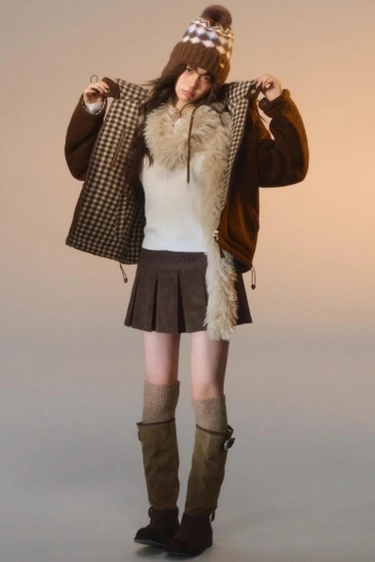 Reversible Plaid Patchwork Fleece Jacket
