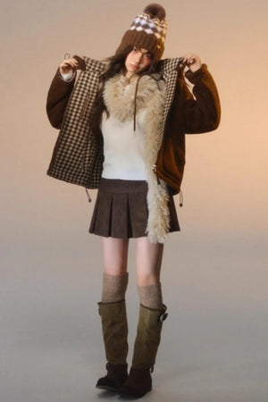 Reversible Plaid Patchwork Fleece Jacket