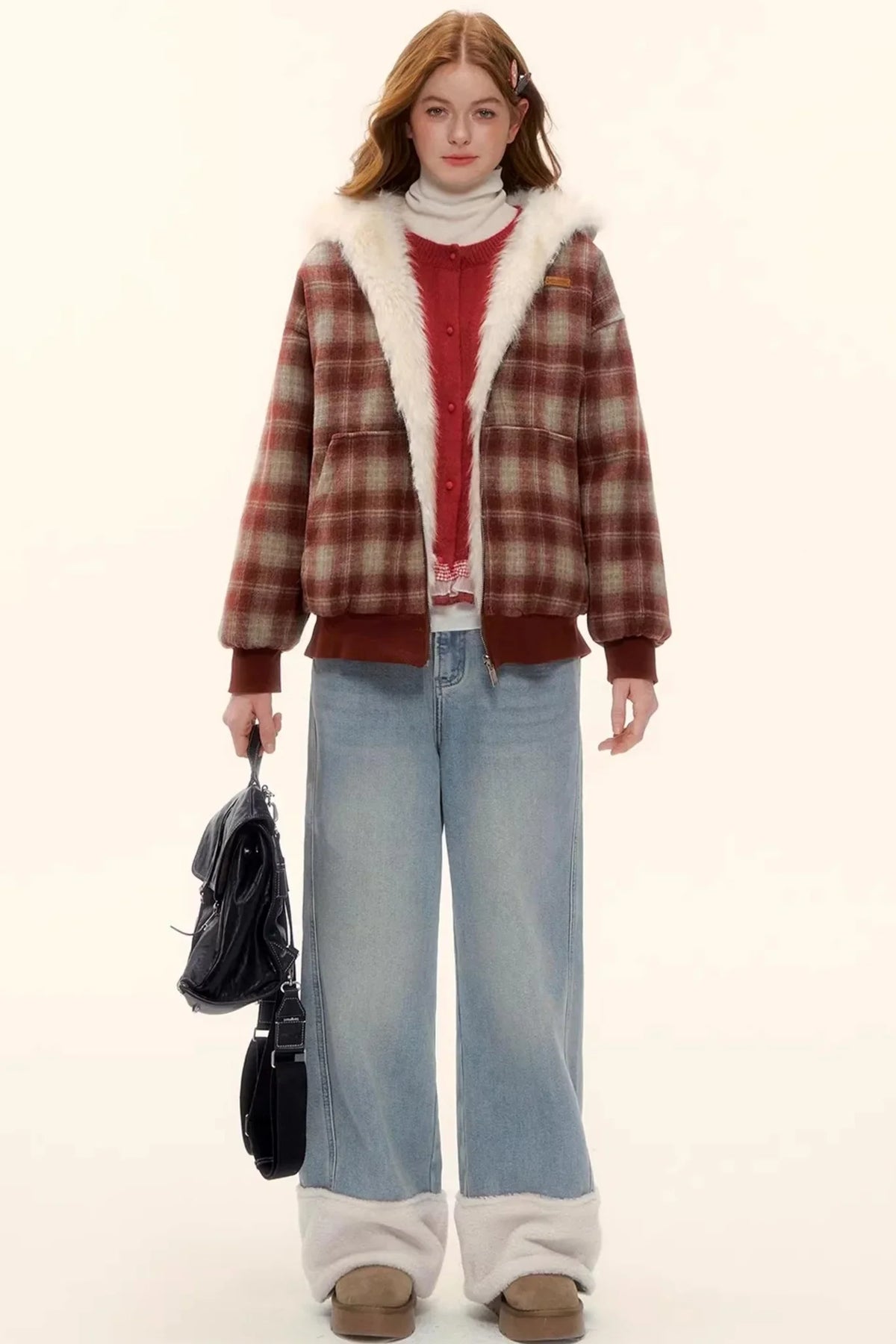 Reversible Plaid Plush Coat