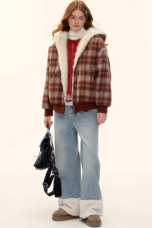 Reversible Plaid Plush Coat