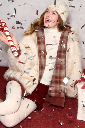 Reversible Plaid Plush Coat