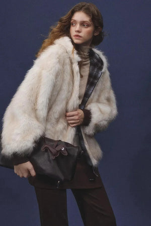 Reversible Plaid Plush Coat
