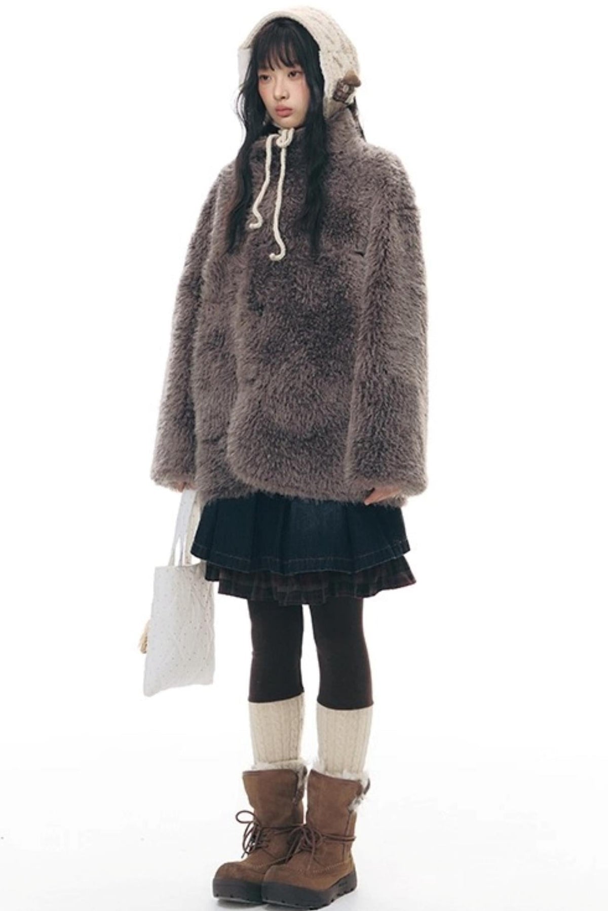 Reversible Polka Dot Fur Coat