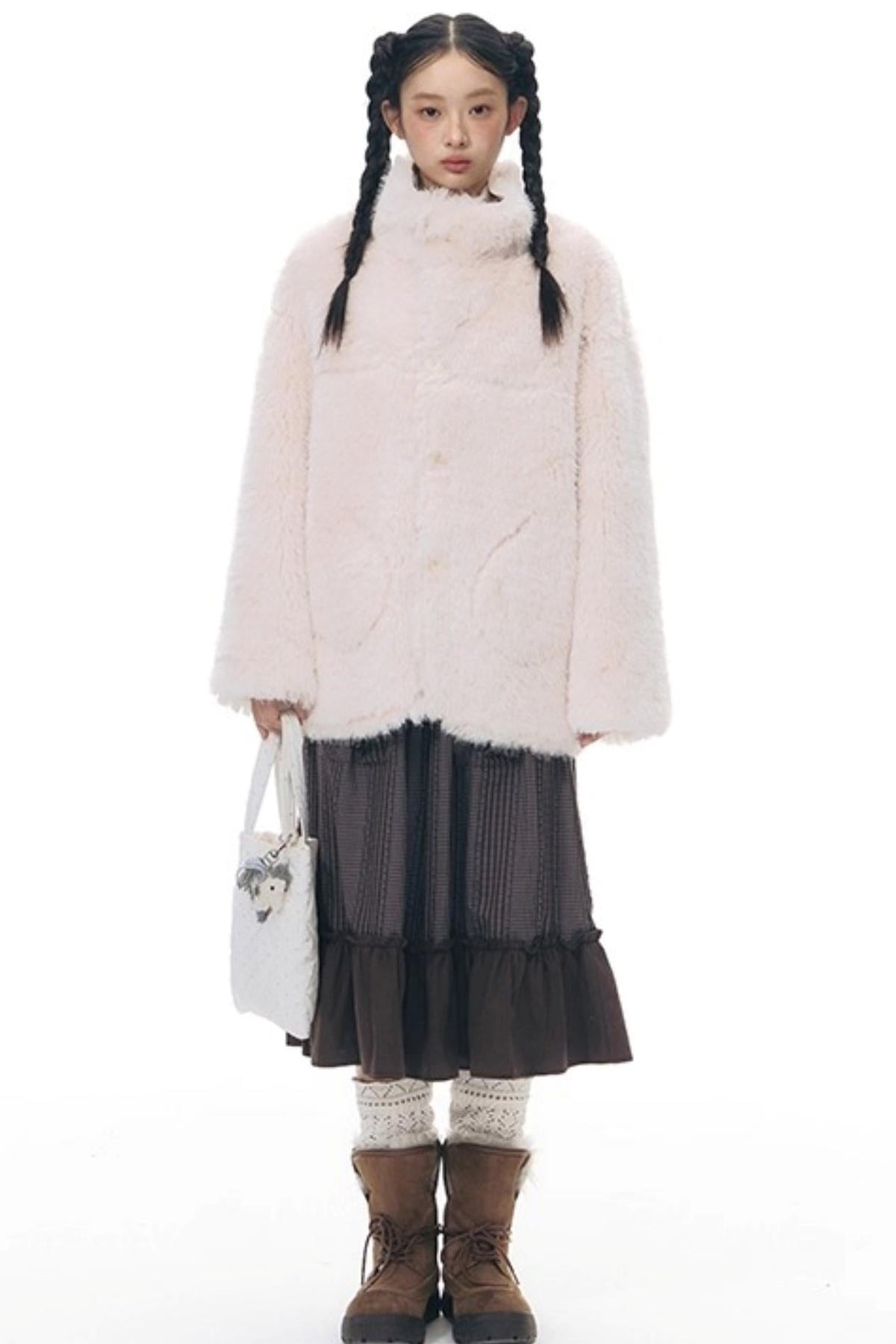 Reversible Polka Dot Fur Coat