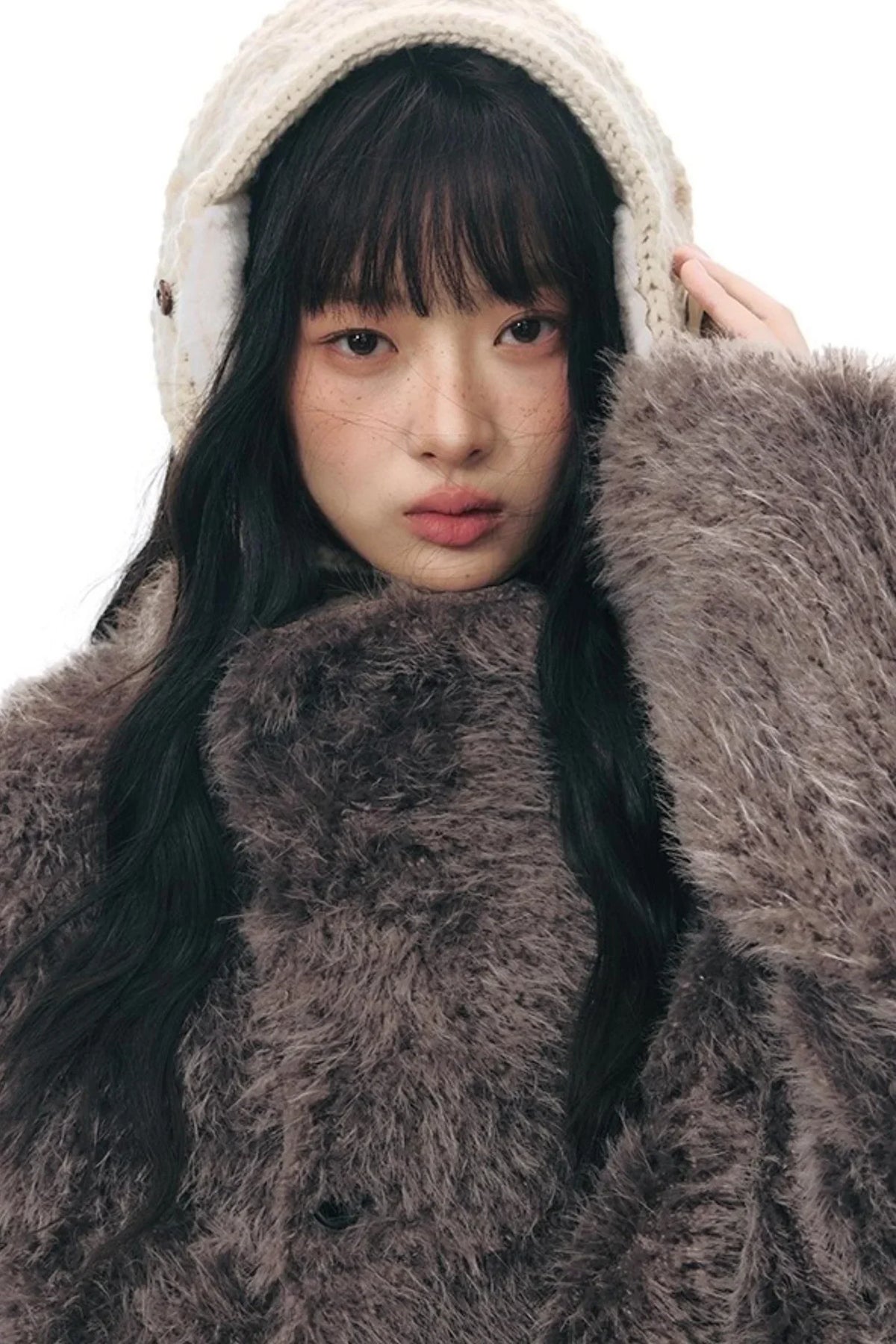 Reversible Polka Dot Fur Coat