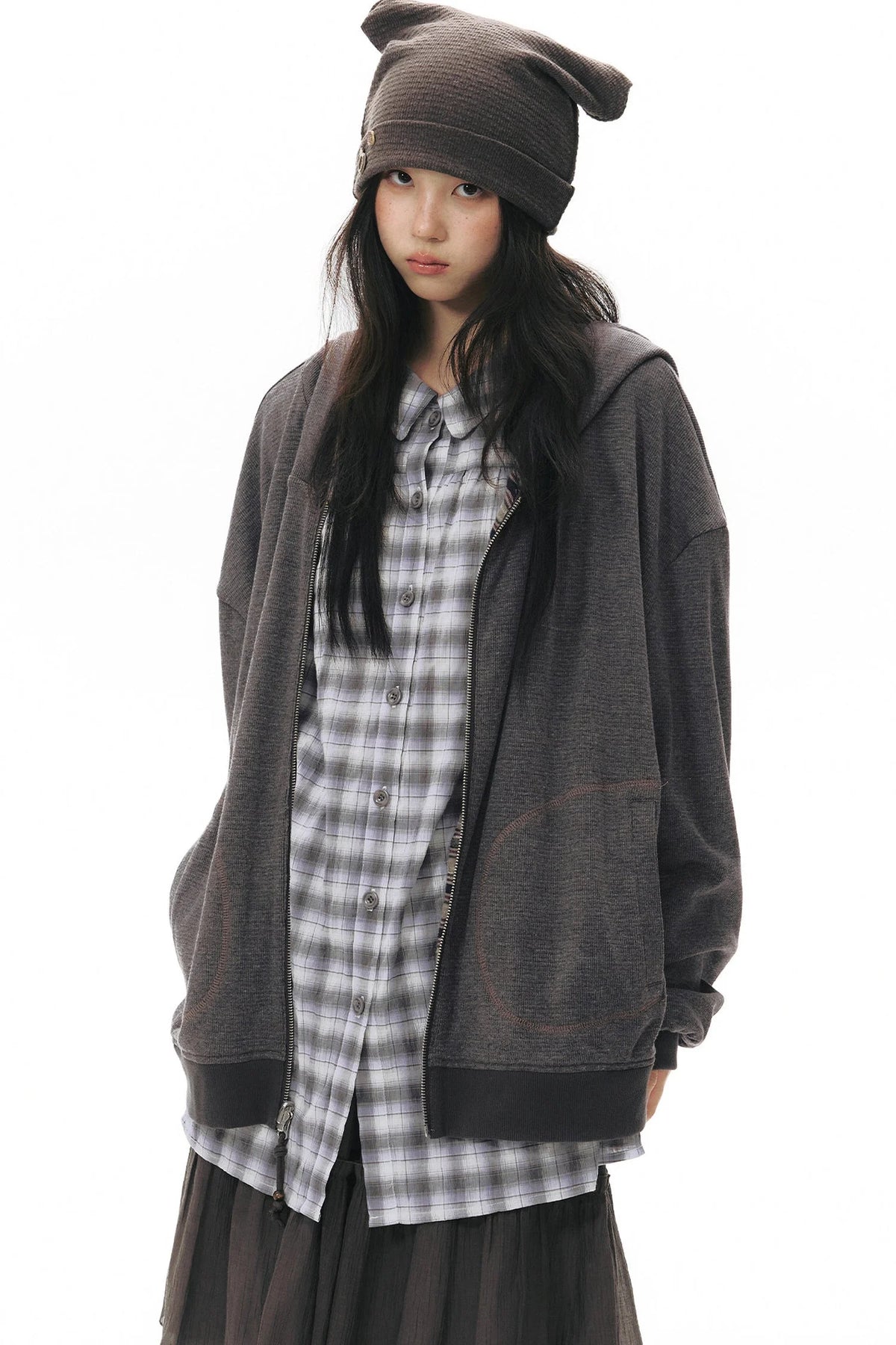 Reversible Striped Hooded Knit Cardigan