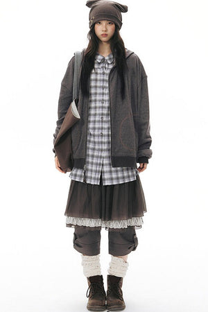 Reversible Striped Hooded Knit Cardigan