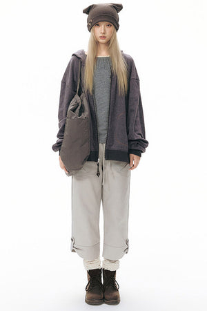 Reversible Striped Hooded Knit Cardigan