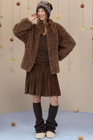 Reversible Suede Pleated Skirt