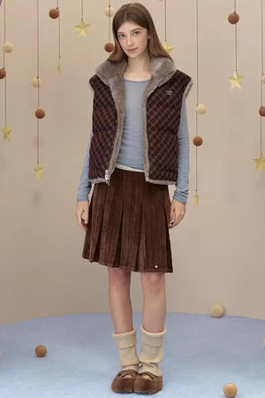 Reversible Suede Pleated Skirt
