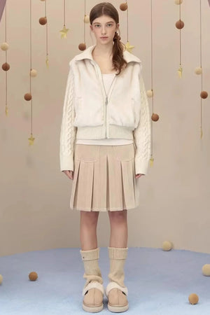 Reversible Suede Pleated Skirt