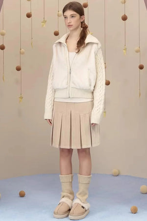 Reversible Suede Pleated Skirt