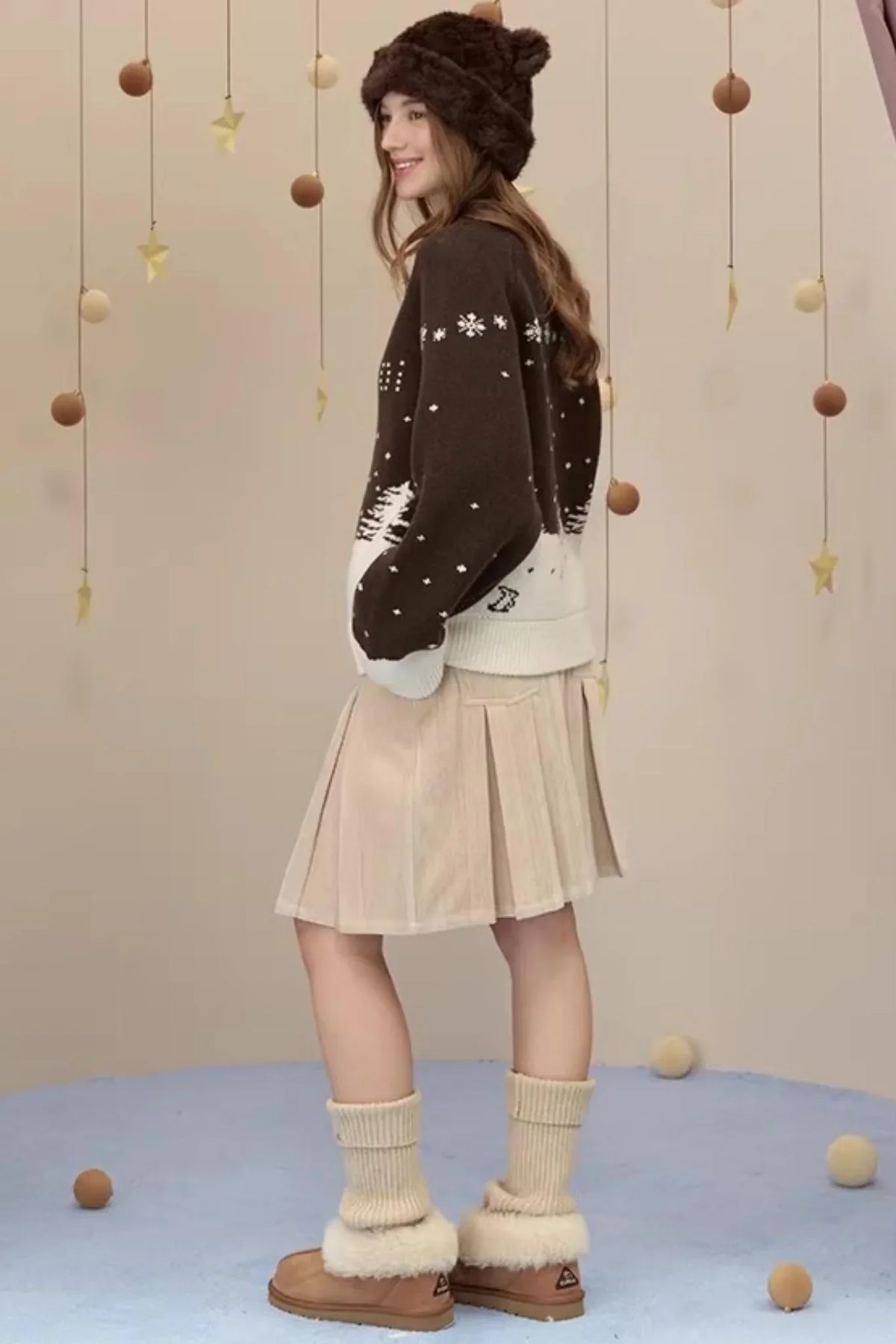 Reversible Suede Pleated Skirt
