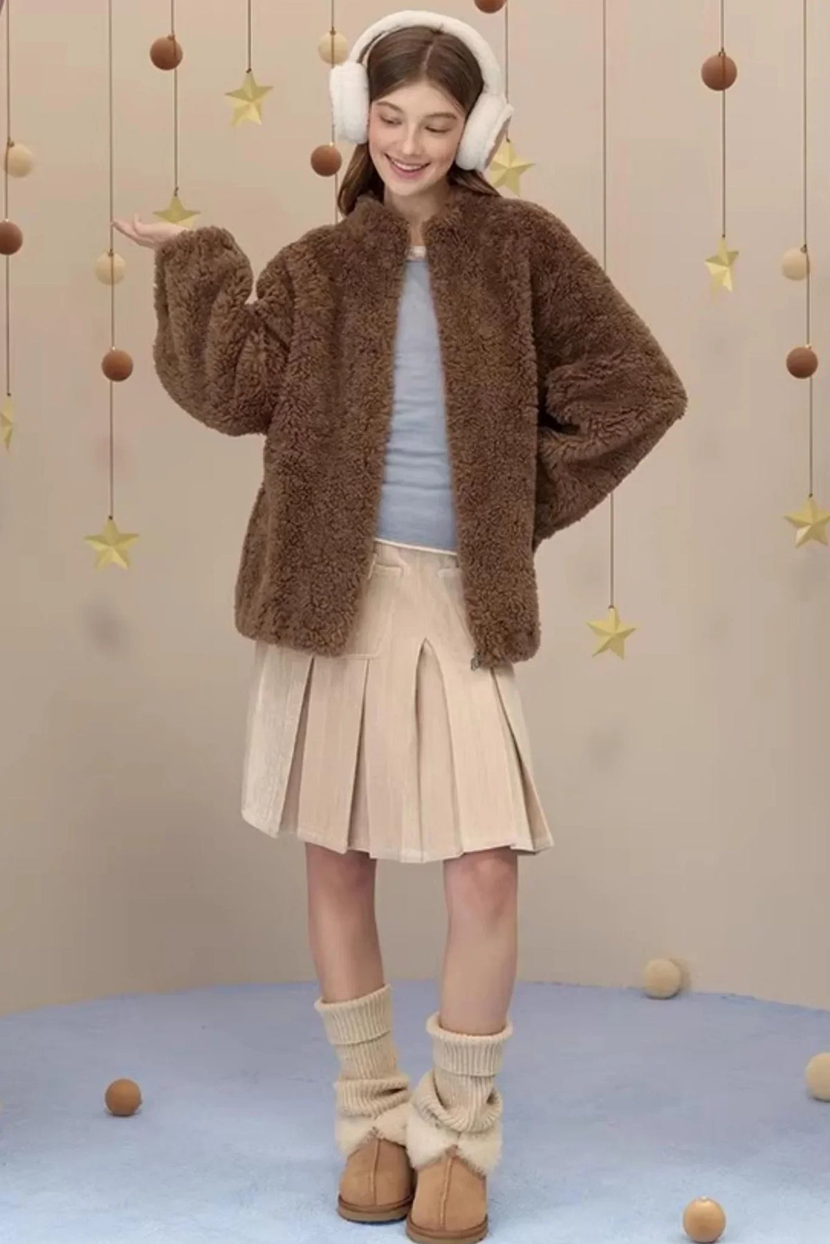 Reversible Suede Pleated Skirt
