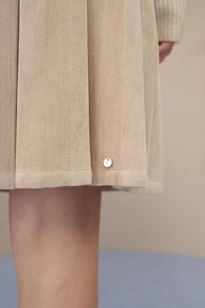 Reversible Suede Pleated Skirt
