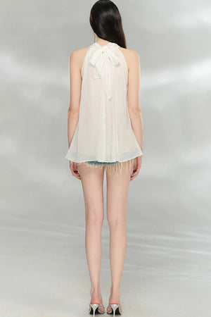 Rhinestone Chiffon Lace Blouse