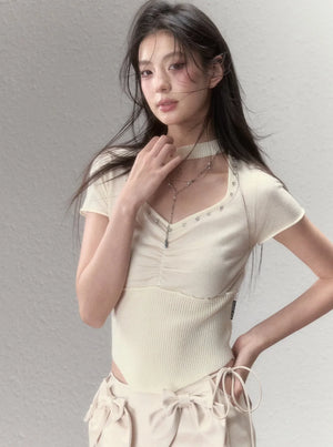 Rhinestone Choker Top