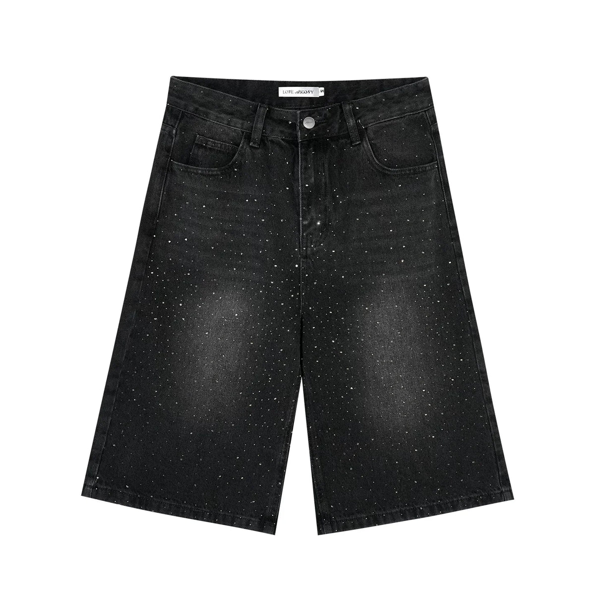 Rhinestone Denim Cropped Pants