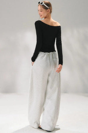 Rhinestone Elastic Waistband Pants