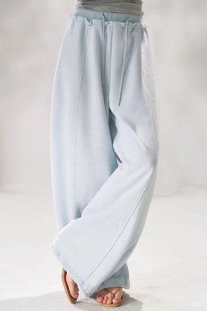 Rhinestone Elastic Waistband Pants