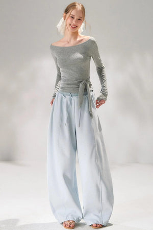 Rhinestone Elastic Waistband Pants