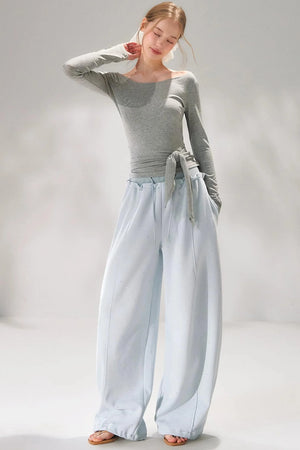 Rhinestone Elastic Waistband Pants