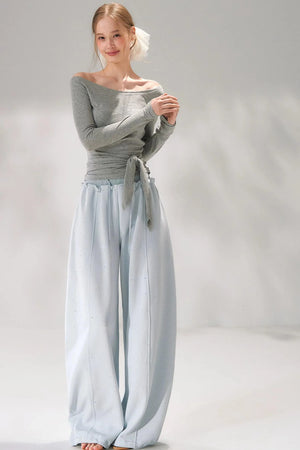 Rhinestone Elastic Waistband Pants
