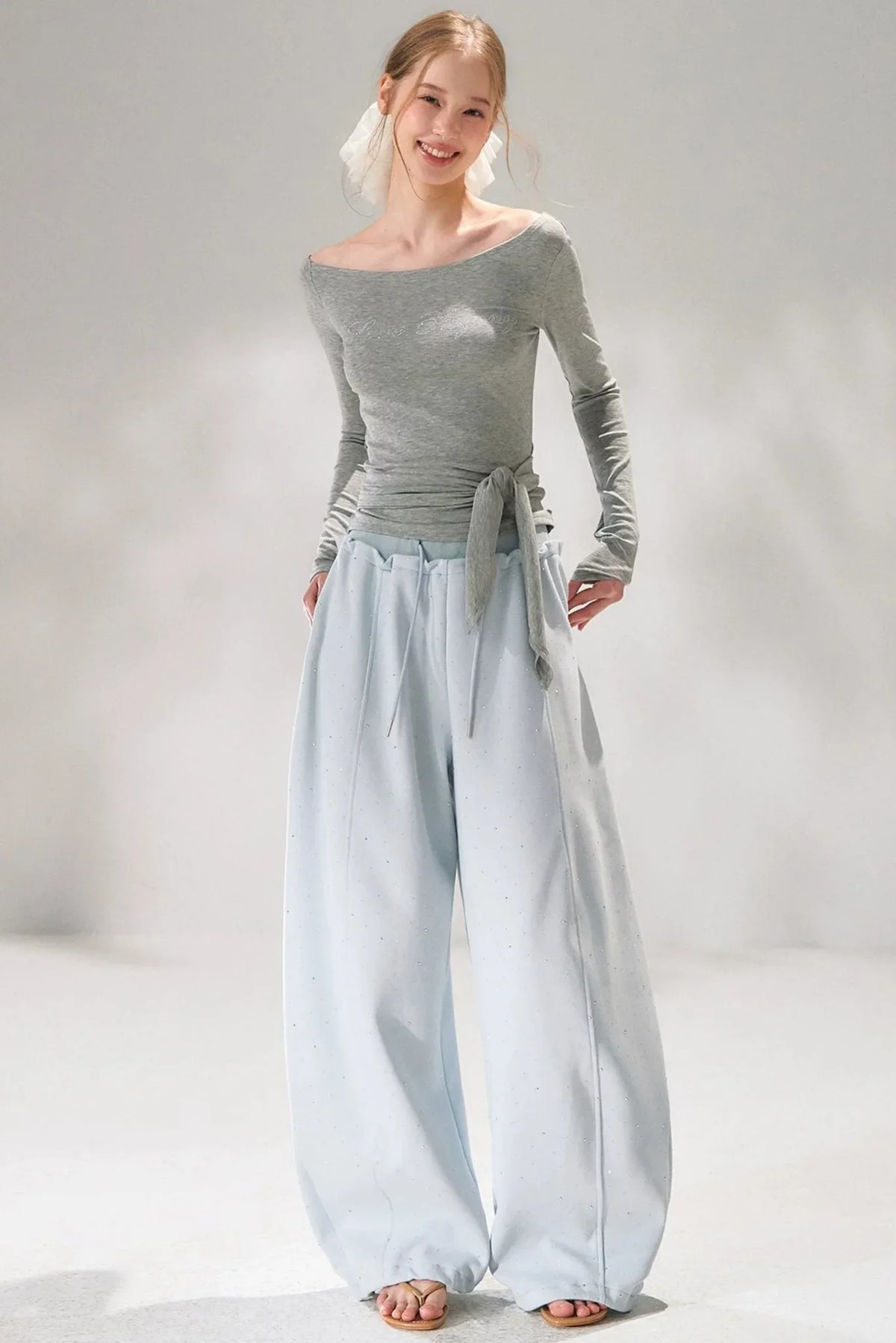 Rhinestone Embellished One-Shoulder Top