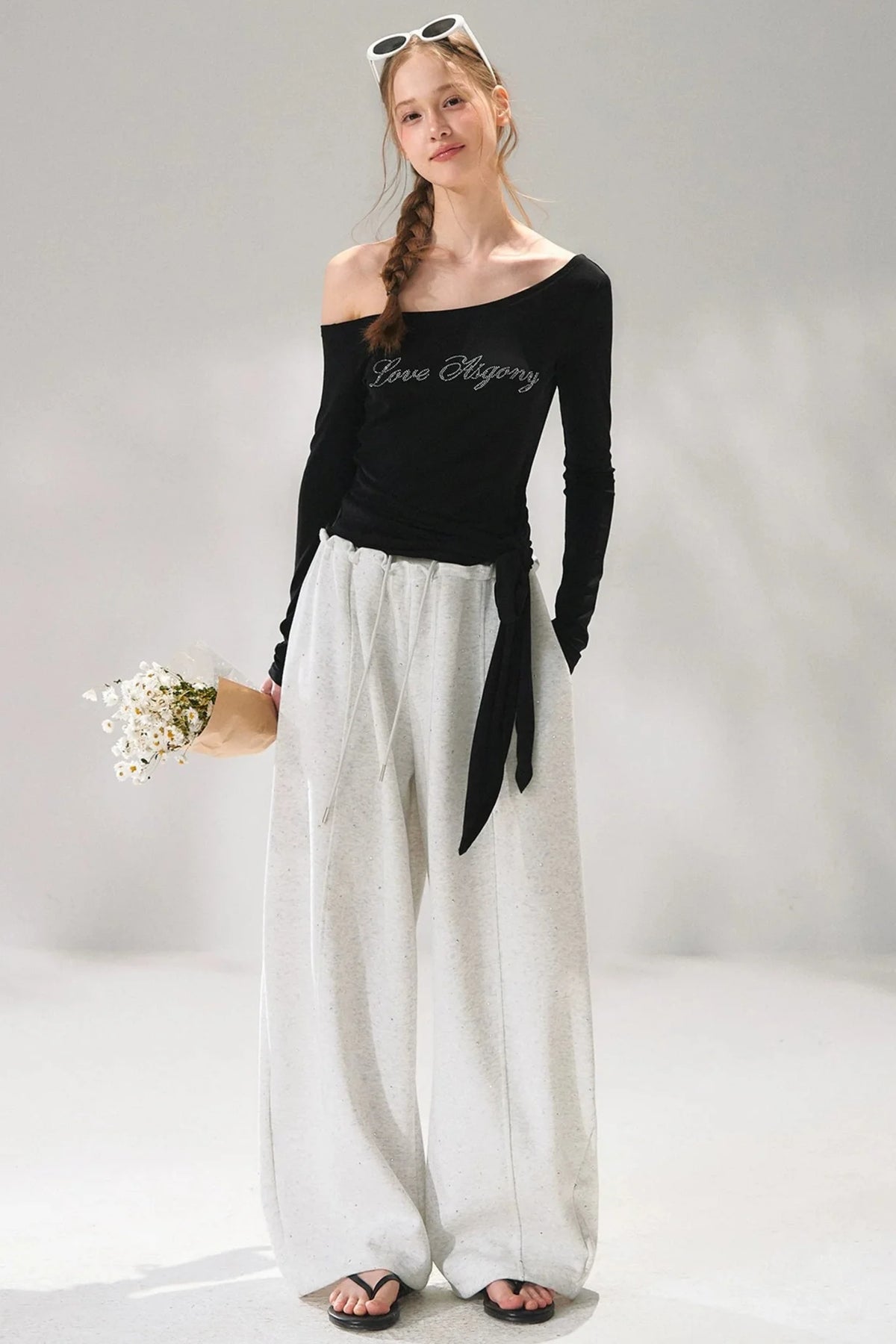 Rhinestone Embellished One-Shoulder Top