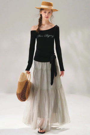 Rhinestone Embellished One-Shoulder Top
