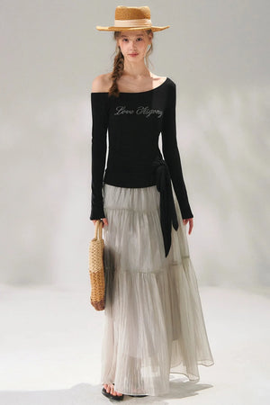 Rhinestone Embellished One-Shoulder Top