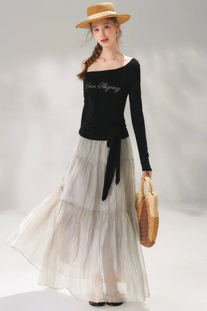 Rhinestone Embellished One-Shoulder Top