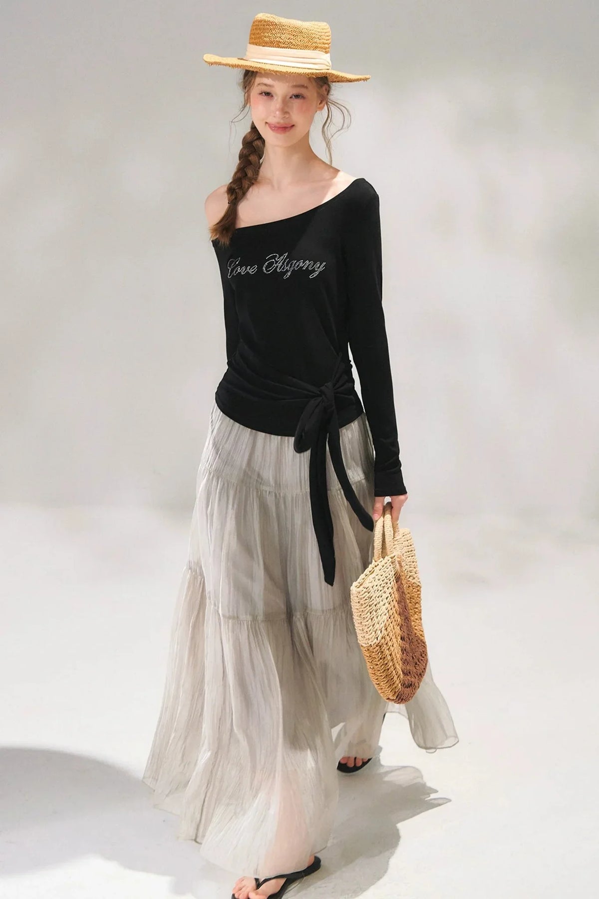 Rhinestone Embellished One-Shoulder Top